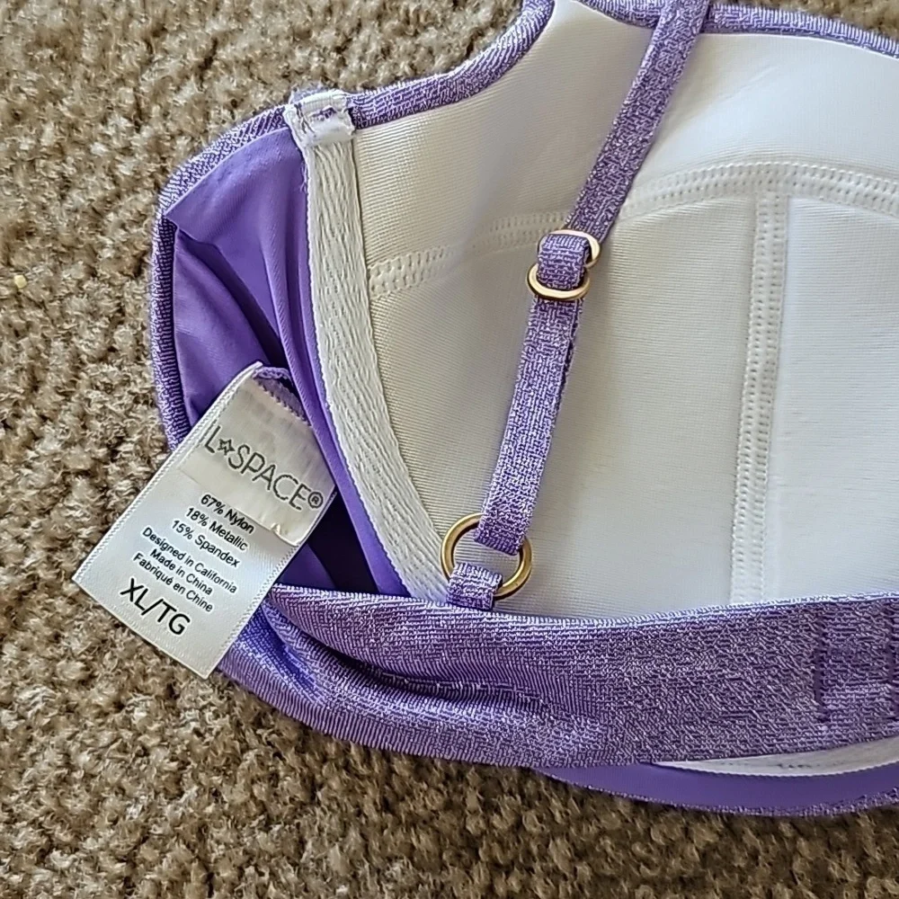 L Space Marley Bikini Top Lavender Metallic Size XL